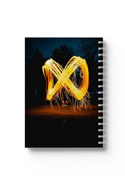 LOWHA Spiral Notebook with Front and Back Hard Covers Featuring FireWorks Design