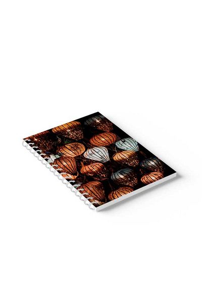 LOWHA Spiral Notebook with Front and Back Hard Covers Featuring Night Lamps Design