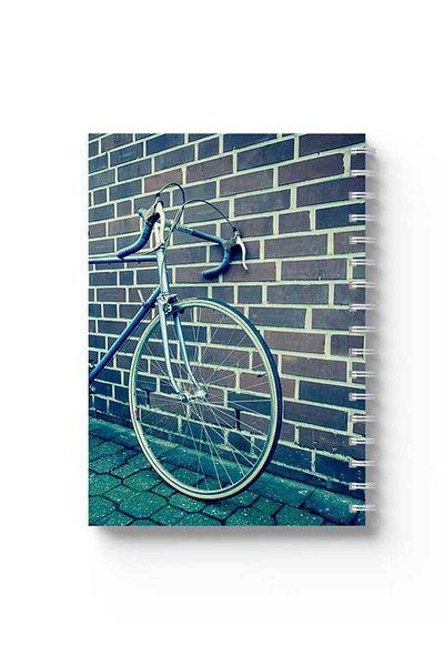 LOWHA Spiral Notebook with Front and Back Hard Covers Featuring Bicycle Design
