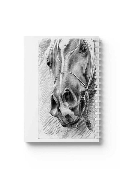 LOWHA Spiral Notebook with Front and Back Hard Covers Featuring Horse Design