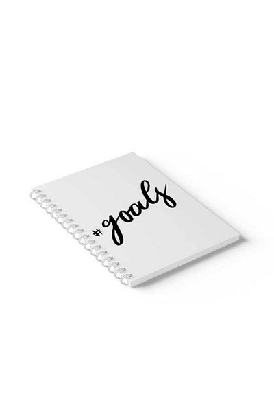 LOWHA Spiral Notebook with Front and Back Hard Covers Featuring Goals Design