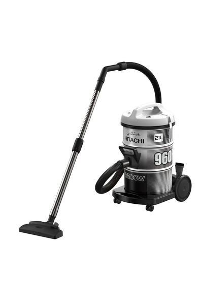 Hitachi مكنسة كهربائية أسطوانية سعة 21 لترًا بقوة 2200 واط، لون رمادي، CV-960FPG