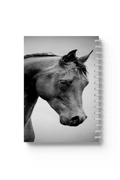 LOWHA Spiral Notebook with Front and Back Hard Covers Featuring Horse Design