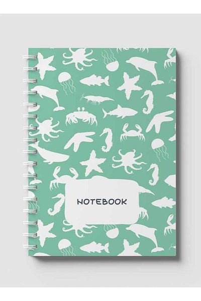LOWHA Spiral Notebook with Front and Back Hard Covers Featuring Sea Ocean Theme Design