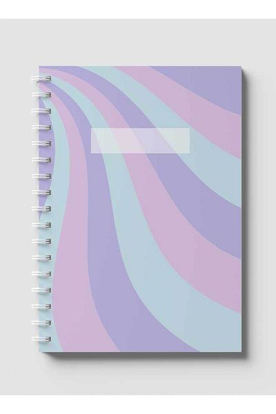 LOWHA Spiral Notebook with Front and Back Hard Covers Featuring Aesthetic Waves Colored Design