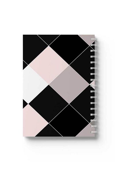 LOWHA Spiral Notebook with Front and Back Hard Covers Featuring Colourful Squares Design
