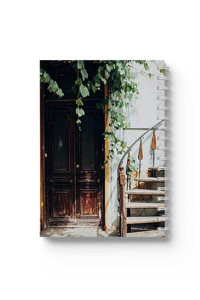 LOWHA Spiral Notebook with Front and Back Hard Covers Featuring A Door Design