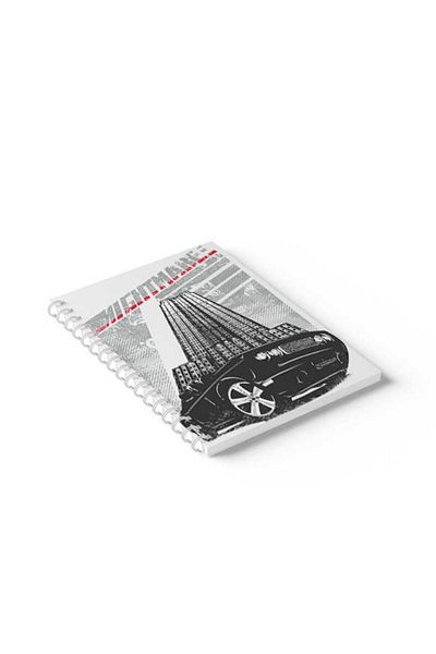 LOWHA Spiral Notebook with Front and Back Hard Covers Featuring Car with Building Design