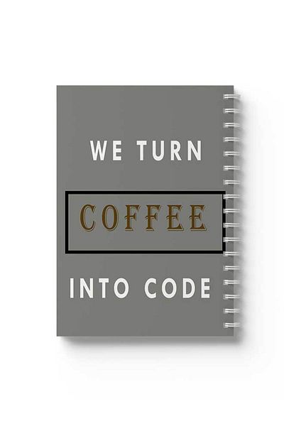 LOWHA Spiral Notebook with Front and Back Hard Covers Featuring We Turn Coffee Into Code Design