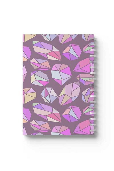 LOWHA Spiral Notebook with Front and Back Hard Covers Featuring Diamonds Design