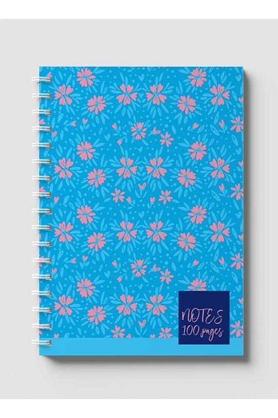 LOWHA Spiral Notebook with Front and Back Hard Covers Featuring Summer Meadows Light Blue Design