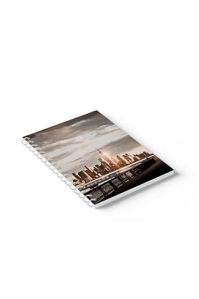 LOWHA Spiral Notebook with Front and Back Hard Covers Featuring the City Design