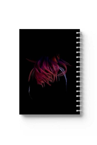 LOWHA Spiral Notebook with Front and Back Hard Covers Featuring Girl with Pink Hair Design