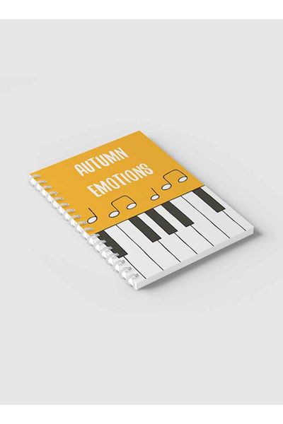 LOWHA Spiral Notebook with Front and Back Hard Covers Featuring Autumn Emotions Piano Design