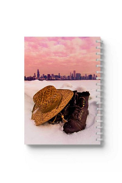 LOWHA Spiral Notebook with Front and Back Hard Covers Featuring Hat And Boots Design
