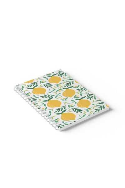 LOWHA Spiral Notebook with Front and Back Hard Covers Featuring Lemon Design