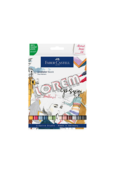 Faber Castell Goldfaber Sketch Markör Seti, 12’li, Çift Uçlu, 0.6 mm Fineline...