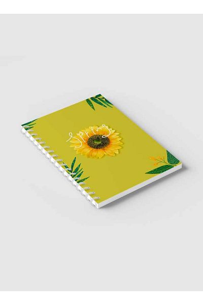 LOWHA Spiral Notebook with Front and Back Hard Covers Featuring Spring Sunflower Book Design