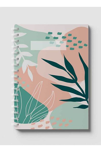 LOWHA Spiral Notebook with Front and Back Hard Covers Featuring Abstract Leaves Design