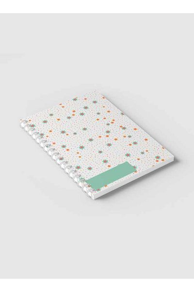 LOWHA Spiral Notebook with Front and Back Hard Covers Featuring Dots & Stars Design