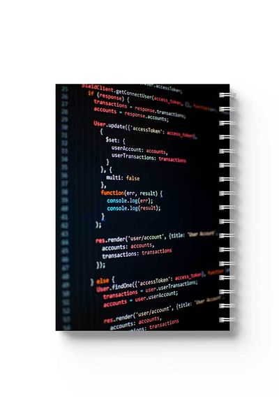 LOWHA Spiral Notebook with Front and Back Hard Covers Featuring Coding Design