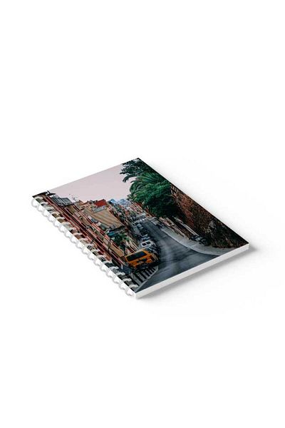LOWHA Spiral Notebook with Front and Back Hard Covers Featuring Part of the City Design