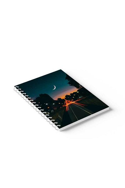 LOWHA Spiral Notebook with Front and Back Hard Covers Featuring Night on the City Design