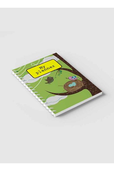 LOWHA دفتر ملاحظات حلزوني مع غلافين أمامي وخلفي صلبين بتصميم عش الطائر