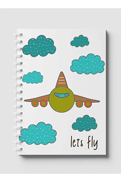 LOWHA دفتر ملاحظات حلزوني مع غلافين أمامي وخلفي صلبين بتصميم Lets Fly Doodle