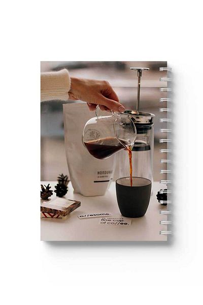 LOWHA Spiral Notebook with Front and Back Hard Covers Featuring Coffee Design