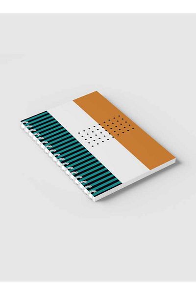 LOWHA Spiral Notebook with Front and Back Hard Covers Featuring Abstract Stripes Design