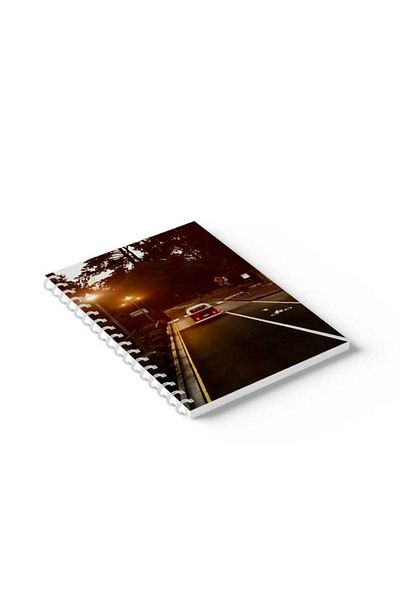 LOWHA Spiral Notebook with Front and Back Hard Covers Featuring Classic Road Design