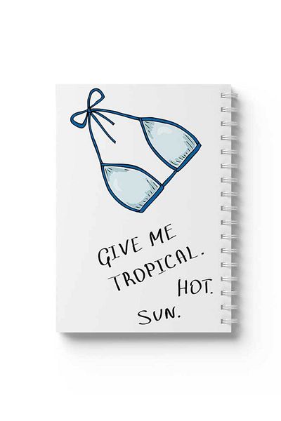 LOWHA Spiral Notebook with Front and Back Hard Covers Featuring Give Me Tropical Hot Sun Design