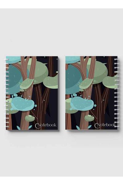 LOWHA دفتر ملاحظات حلزوني مع غلافين أمامي وخلفي صلبين بتصميم غابة كلاسيكي