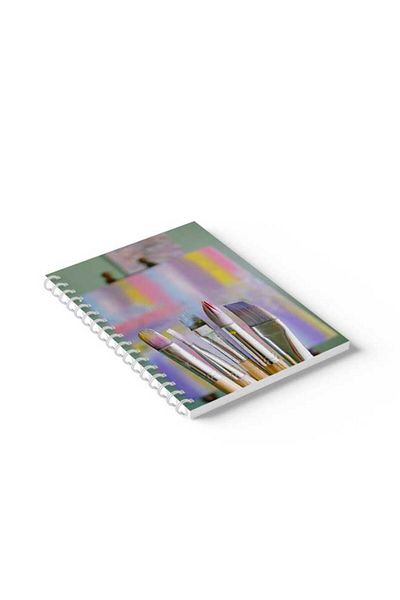 LOWHA Spiral Notebook with Front and Back Hard Covers Featuring Colour Brushes Design
