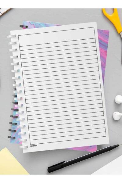 LOWHA دفتر ملاحظات حلزوني مع غلافين أمامي وخلفي صلبين بتصميم ملون سائل