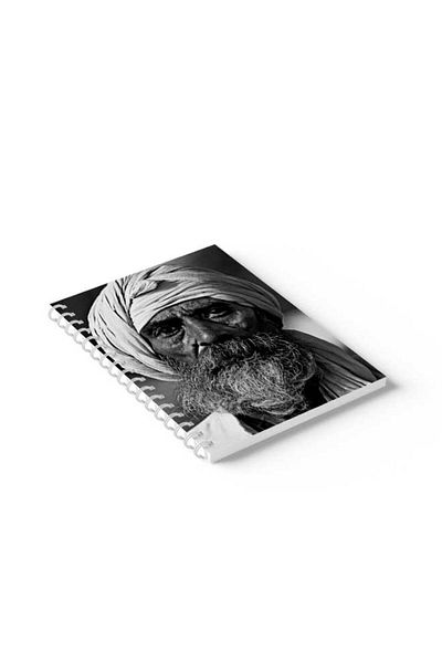 LOWHA Spiral Notebook with Front and Back Hard Covers Featuring Wise Man Design