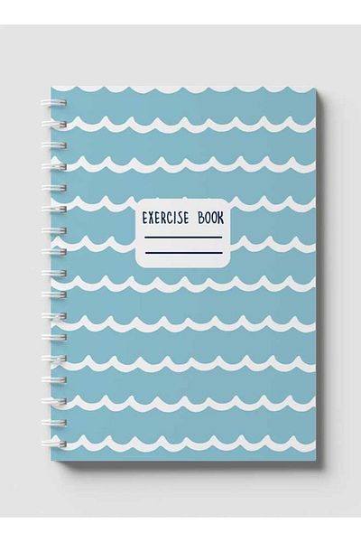 LOWHA Spiral Notebook with Front and Back Hard Covers Featuring Abstract Waves Design
