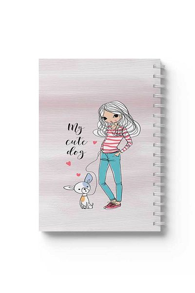 LOWHA Spiral Notebook with Front and Back Hard Covers Featuring My Cute Dog Design