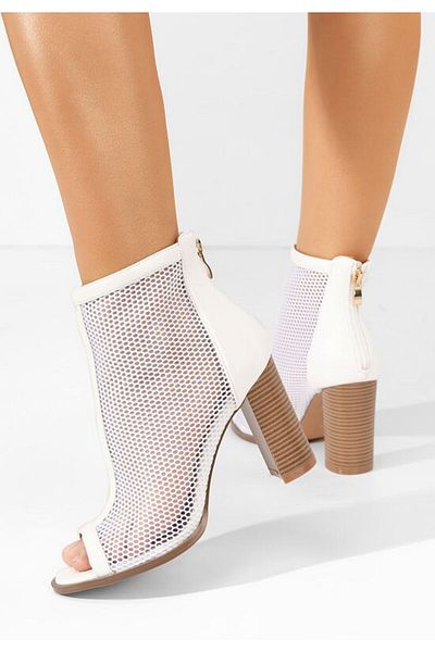 B T Shoes Laticia white summer ankle boots