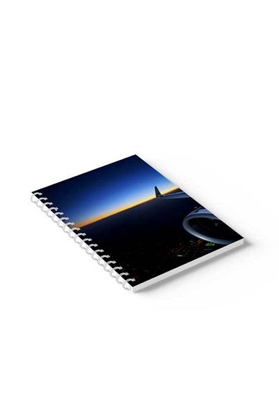 LOWHA Spiral Notebook with Front and Back Hard Covers Featuring View From Plane Design