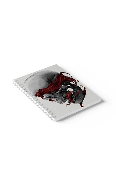 LOWHA Spiral Notebook with Front and Back Hard Covers Featuring Skull Design