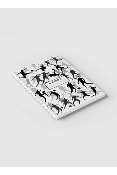 LOWHA Spiral Notebook with Front and Back Hard Covers Featuring Silhouettes of Football Design