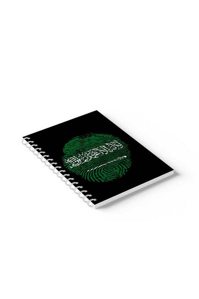 LOWHA Spiral Notebook with Front and Back Hard Covers Featuring Saudi Arabia Flag Design