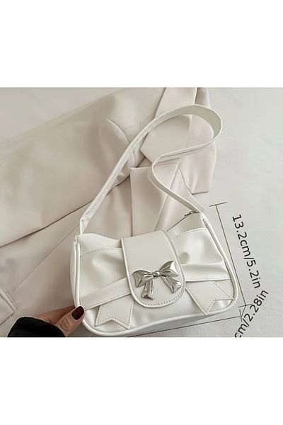 La Saade White Pinterest Mini Bag with Bow