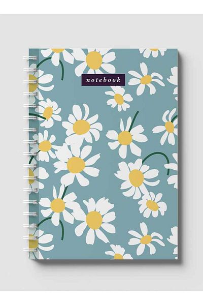 LOWHA Spiral Notebook with Front and Back Hard Covers Featuring Flower Design