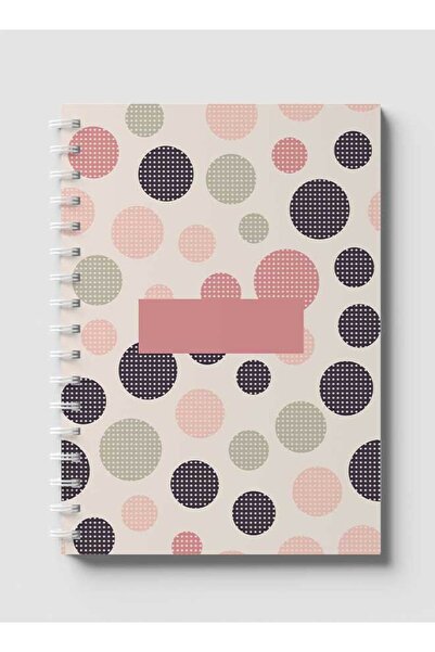 LOWHA دفتر ملاحظات حلزوني مع غلافين أمامي وخلفي صلبين بتصميم دوائر رسومية