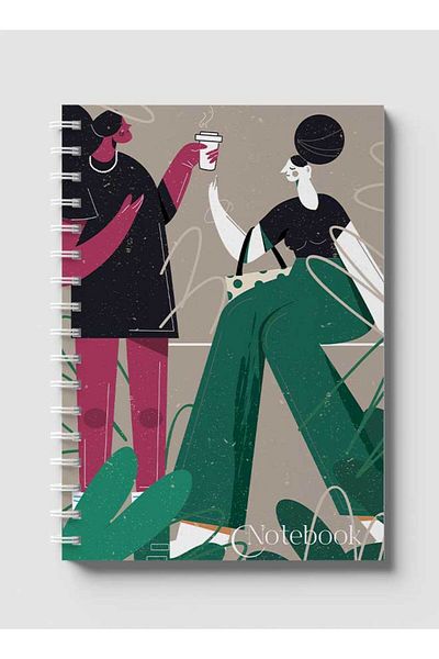 LOWHA Spiral Notebook with Front and Back Hard Covers Featuring Classical Theme Having Coffee Design