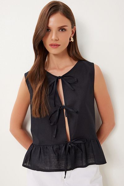 Lovelyİstanbul Linen Blouse with Binding Detail