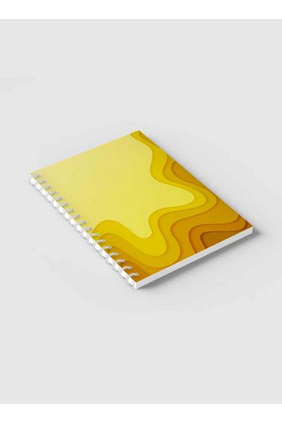 LOWHA Spiral Notebook with Front and Back Hard Covers Featuring Abstract Yellow Paper Cut Style Design